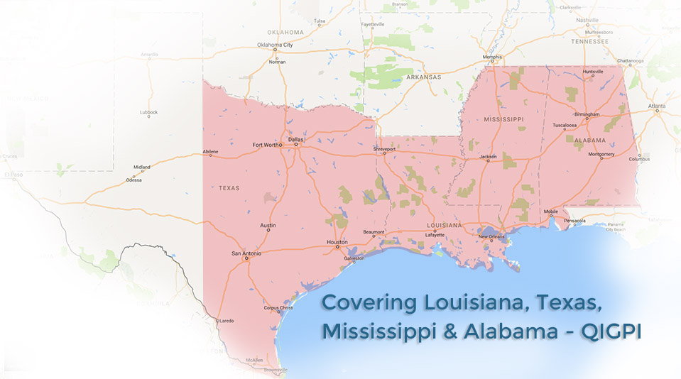investigative services louisiana - qigpi - texas, alabama, mississippi, louisiana map